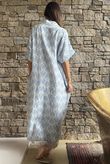 Royal Palm Pillow Cotton Dress Blue